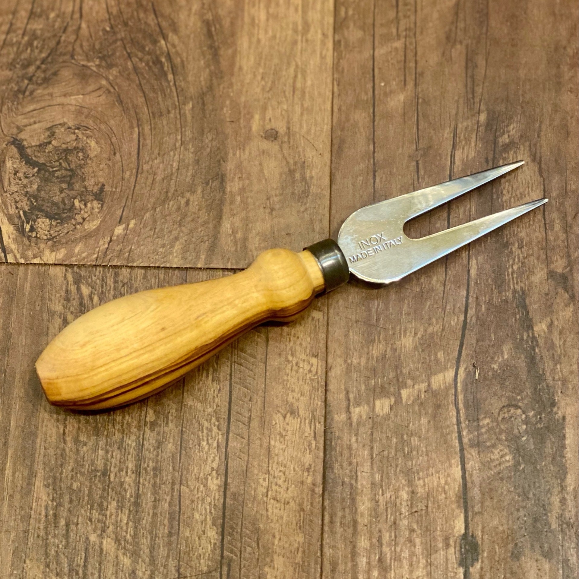 Olive Wood Handle Cheese Knife and Fork Set Italian Olive Wood Sustainable  Length 22cm Italian Olive Wood 