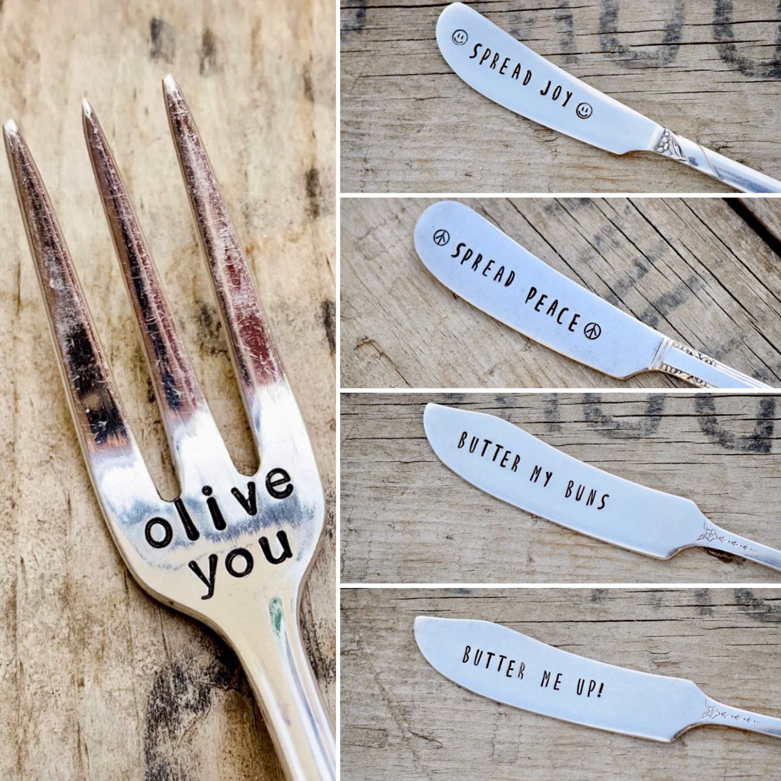 Vintage Recycled Engraved Silver Plated Spreader & Fork The Sassy Olive